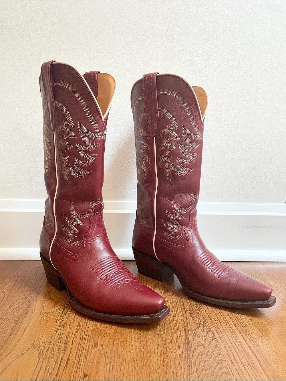 Tecovas The Annie Red Scarlet Leather Western Cowgirl Boots 14” shaft size 8
